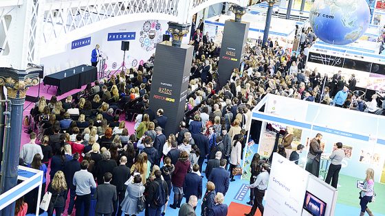 Visitors browse exhibitor stands at International Confex