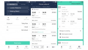 An example of the Trainline app