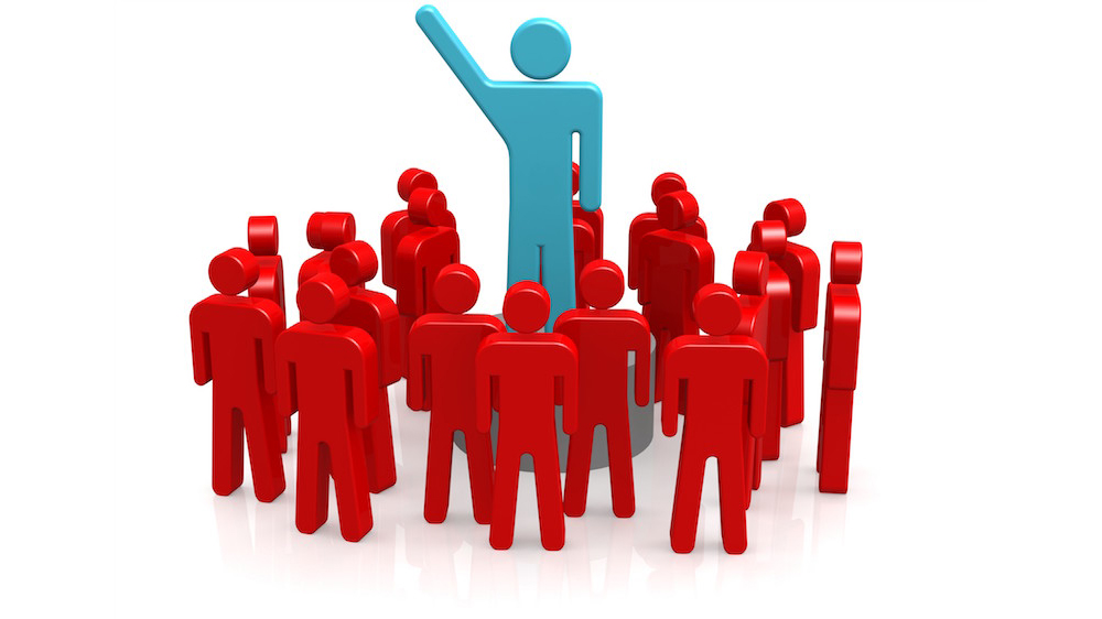 One person stands out from the crowd to demonstrate leadership