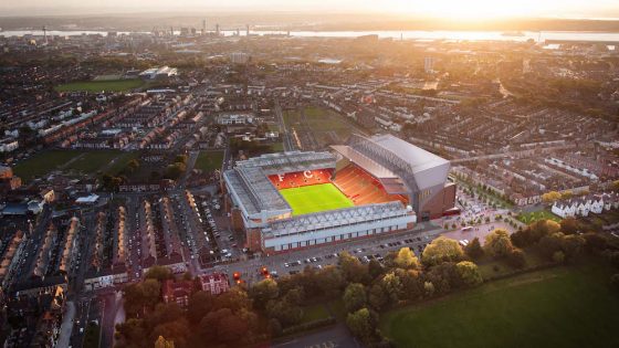 Aerial view of Liverpool FC at Anfield