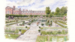 Concept drawing of the White Garden at Kensington Palace to celebrate the life of Diana