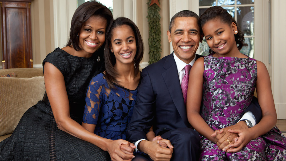 Michelle Obama with her family