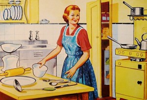 Image of a 1950 housewife in a comic book