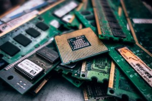 a pile of microchips