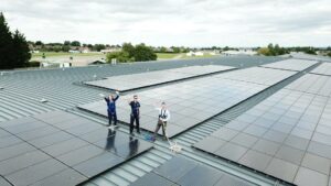 Events-Team-on-the-roof-of-the-Yorkshire-Event-Centre-sustainability-at-Great-Yorkshire-Showground