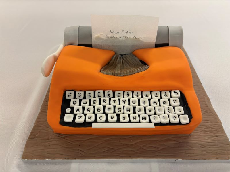 Adam-Fidler-Academy-typewriter-cake-to-mark-10-years