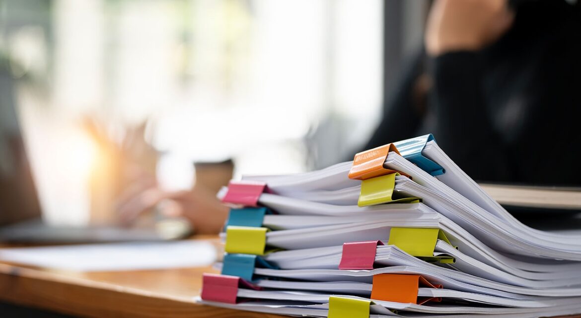 Documents at a desk