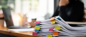 Documents at a desk