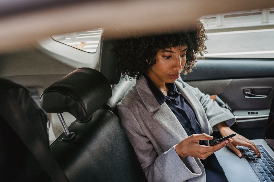 person in a cab