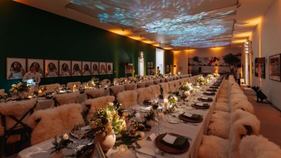 dining room decorated with sheepskin
