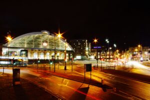 Leeds train station night