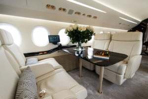 inside of private jet