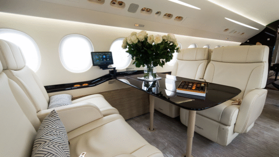 inside of private jet