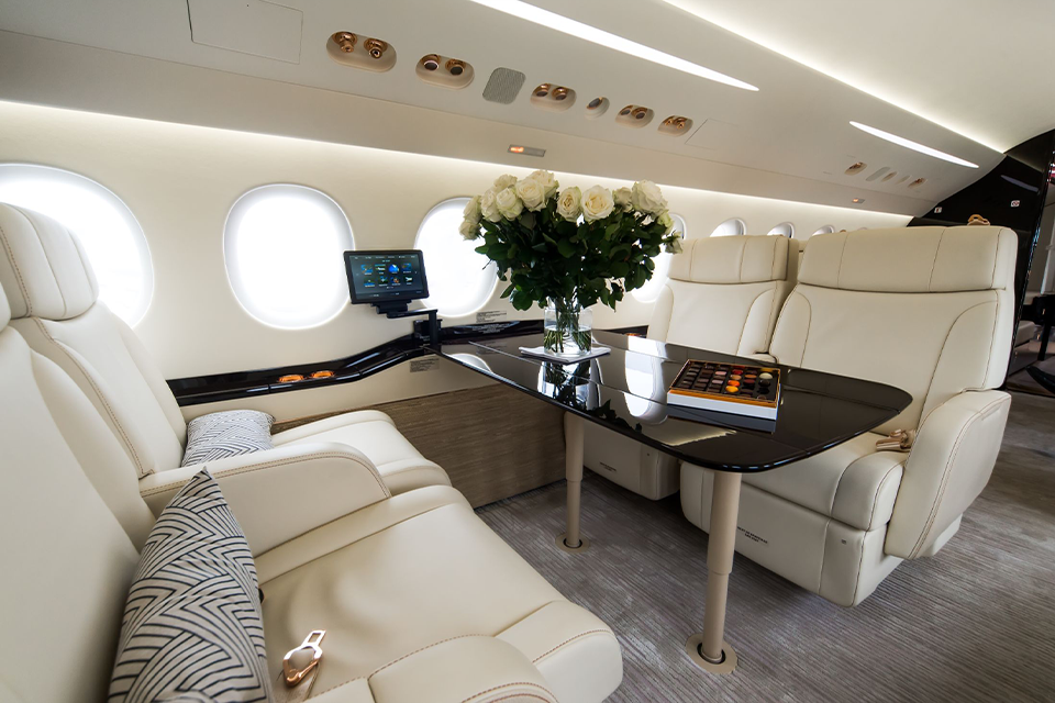 inside of private jet