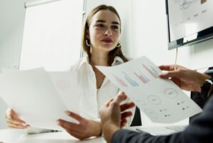 person handling documents