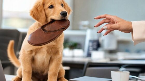 dog with a slipper in his mouth