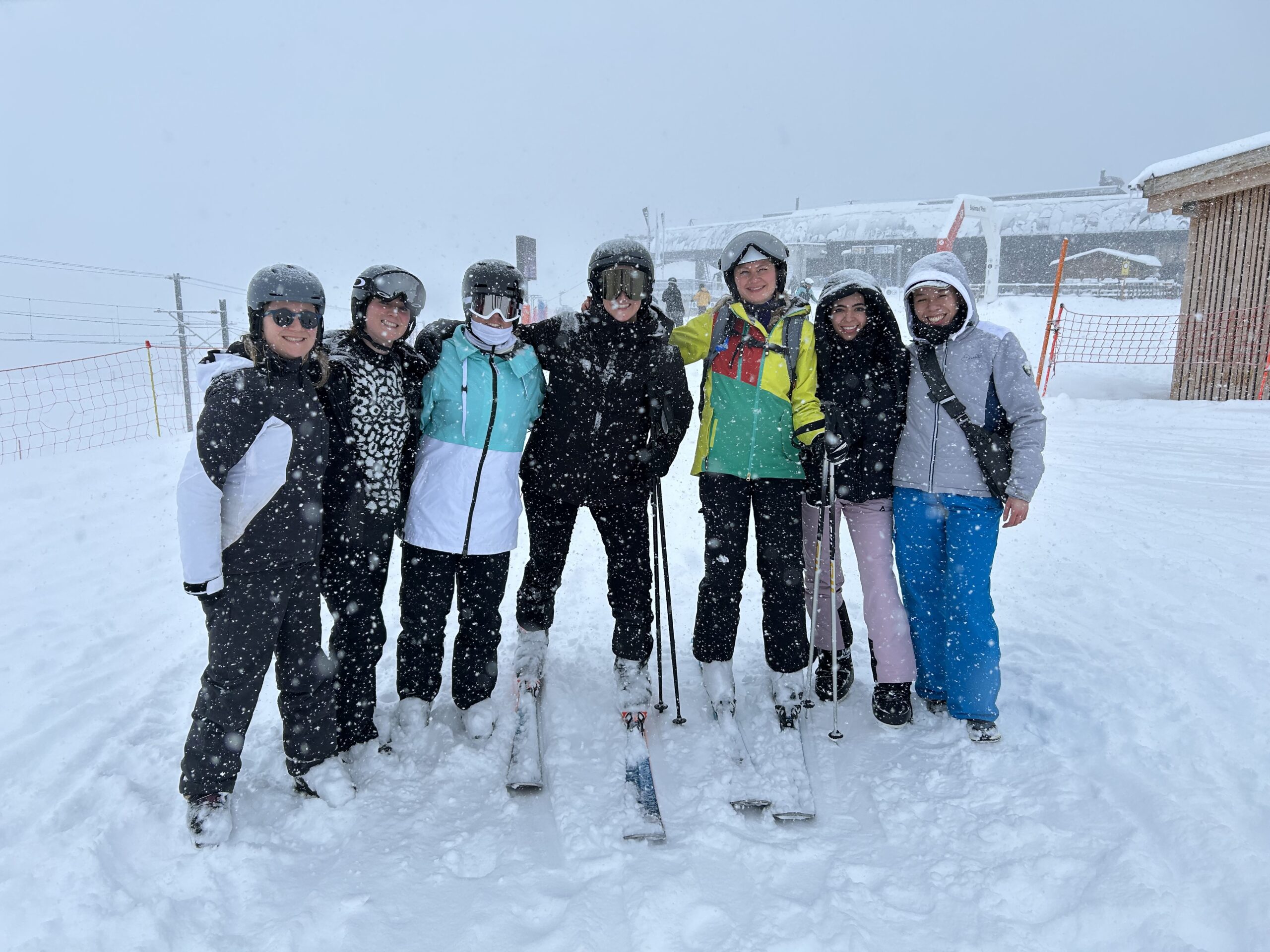 group skiing