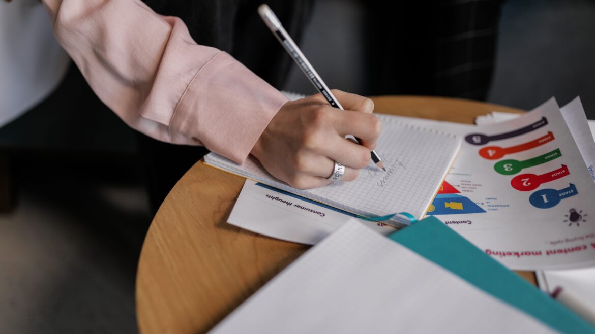taking notes in a meeting